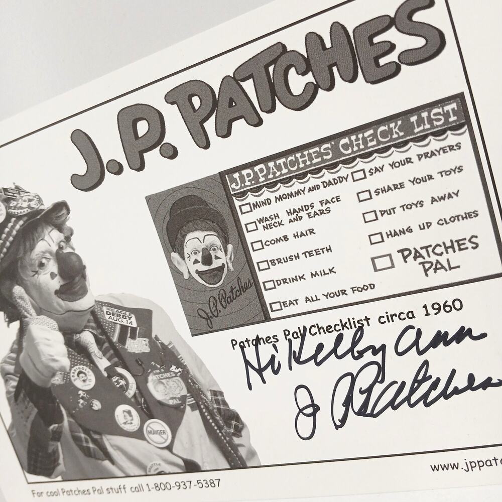 J.P. Patches Autographed Photo 1960 Patches Pal Checklist Vintage Signed Print